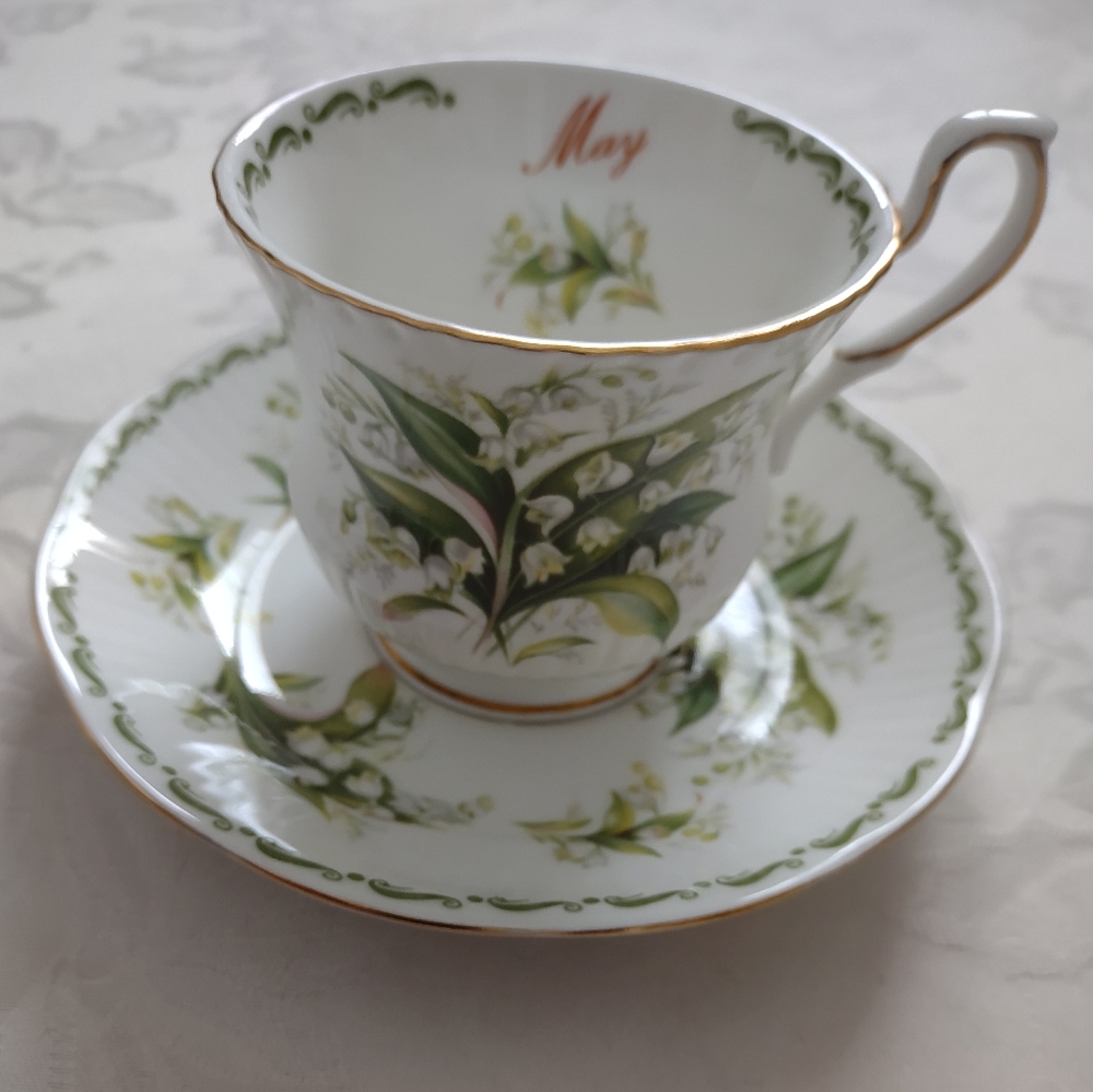 Queen's May birthday Flower of the month cup & saucer set